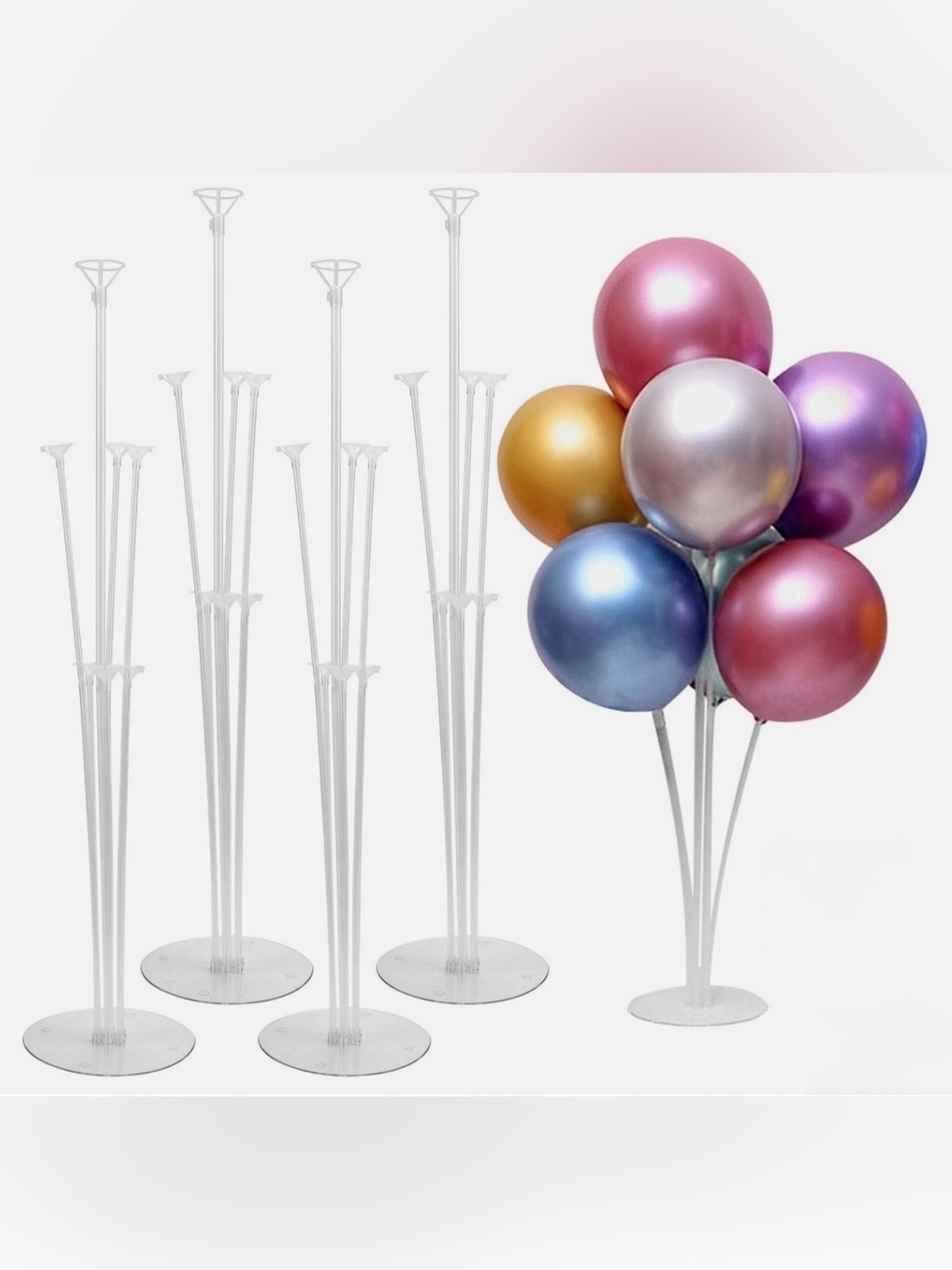 (10) Clear Balloon Stand Bouquet Holders for Party Decorations